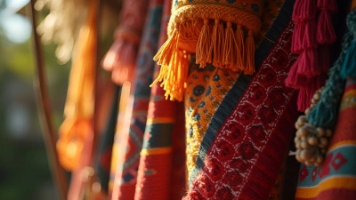 Multi-Colored Fringed Textile With Bohemian Patterns