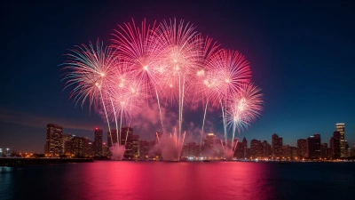 Multicolored Fireworks Over City Skyline At Night