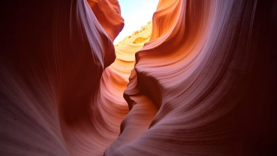 Narrow Winding Slot Canyon With Red Sandstone Walls