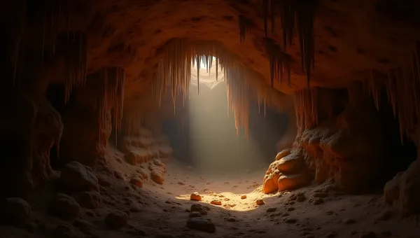 Natural Brown Cave Interior With Rocky Walls