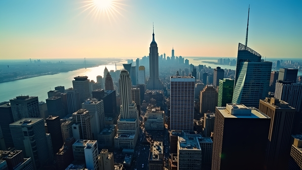 New York City Aerial View With Skyscrapers