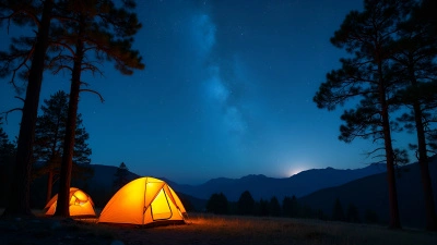 Nighttime Camping Tents Under Starry Sky