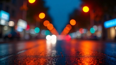 Nighttime City Street With Colorful Lights