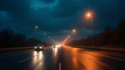 Nighttime Highway Driving Under Streetlights