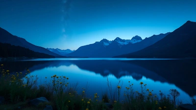 Nighttime Lake Reflecting Starry Sky
