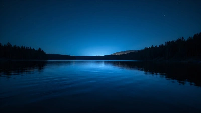 Nighttime Lake Reflecting Stars Under Clear Sky