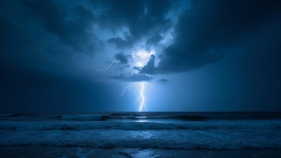 Nighttime Seascape With Vivid Lightning Strikes