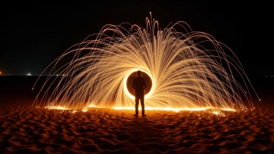 Nighttime Steel Wool Sparks Over Sand