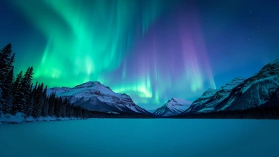 Northern Lights Over Snowy Mountain Landscape