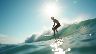 Ocean Wave Surfing With Fit Man Under Sunny Sky