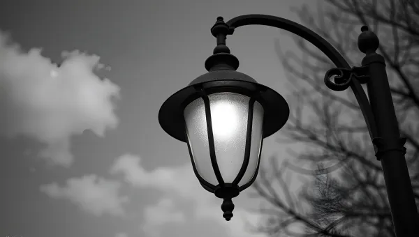 Old-Fashioned Street Light Under Cloudy Sky