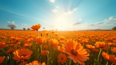 Orange-Petaled Flower Field Under Blue Sky