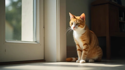 Orange White Tabby Cat Beside Door