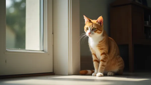 Orange White Tabby Cat Beside Door