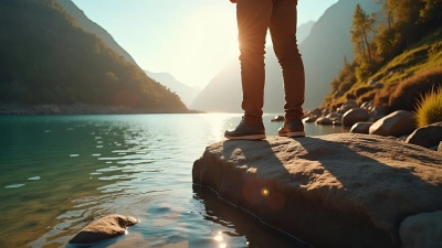 Person Wearing Brown Pants On Rock