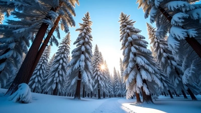 Pine Trees in Snowy Winter Forest