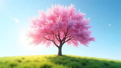 Pink Blossom Tree In Full Bloom With Clear Blue Sky
