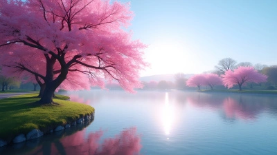 Pink Cherry Blossom Tree Beside Calm Lake
