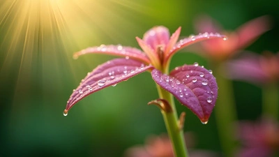 Pink Leaf Plant With Morning Dew