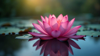 Pink Lotus Flower Floating On Calm Water