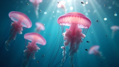 Pink and White Jellyfish Floating in Ocean