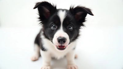 Playful Black and White Border Collie Puppy Close-Up