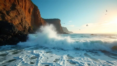 Powerful Ocean Waves Crashing On Rugged Coastline