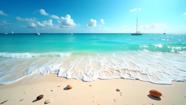 Pristine Seashore With Turquoise Waves