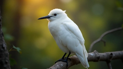 Pristine White Bird With Black Beak Perched