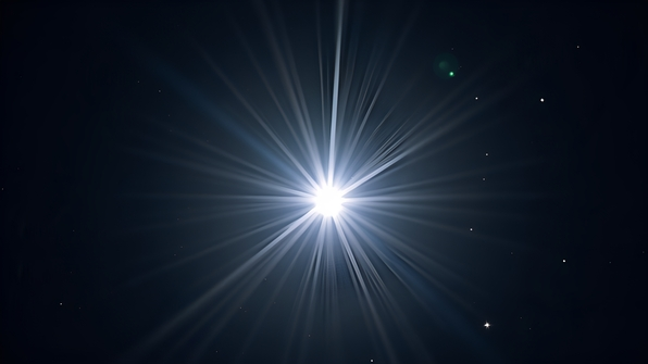 Radiant light beams intensely shining against a deep night sky
