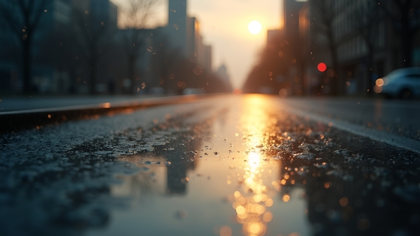 Rain-Speckled Mirror Close-Up with Water Droplets