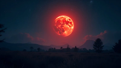 Red Blood Moon Over Earth Landscape