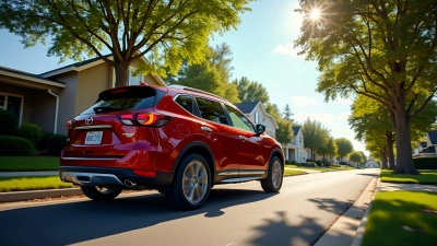 Red SUV Parked on Sunny Suburban Street