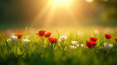 Red And White Flowers On Green Grass