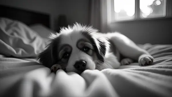 Relaxed Dog Resting on Cozy Bed