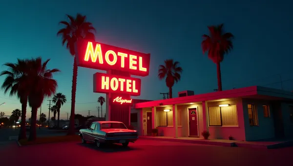Retro Neon Motor Hotel Sign at Twilight