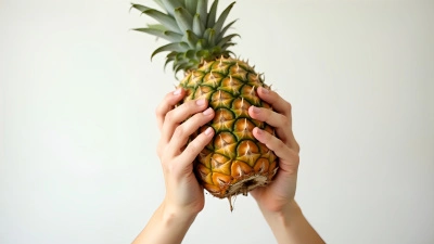 Ripe Pineapple Firmly Gripped Against White Background
