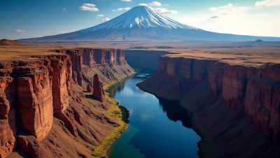 Rocky Canyon with Snow-Capped Mountain Background