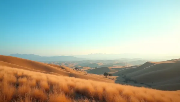 Rolling Brown Hills Under Clear Blue Sky