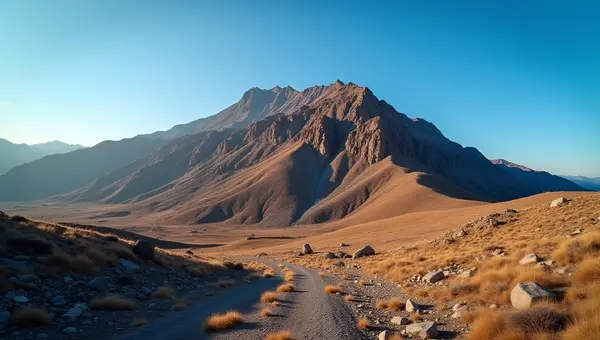 Rugged Brown Mountain With Clear Blue Sky