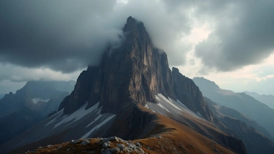 Rugged Brown Mountain Peak Under Overcast Sky