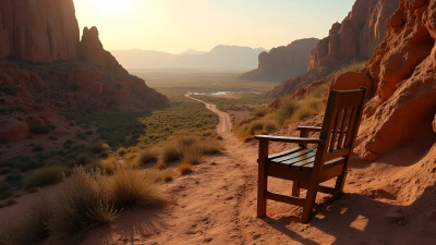 Rugged Brown Rock Formations With Wooden Chair