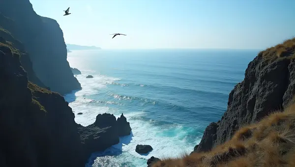 Rugged Cliff Overlooking Deep Blue Sea