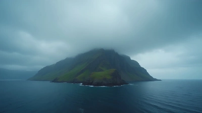 Rugged Mountain Island Under Grey Clouds