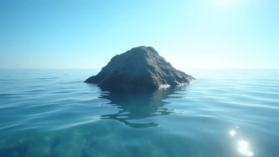 Rugged Rock Emerging From Clear Water Under Blue Sky
