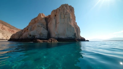 Rugged Rock Formation Over Clear Blue Water