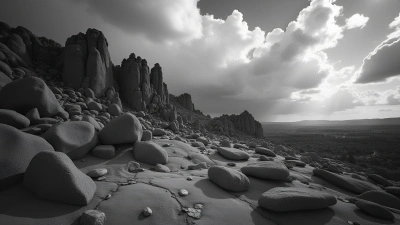 Rugged Rock Formations With Deep Shadows
