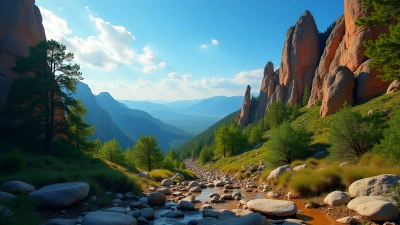 Rugged Rock Formations in Lush Green Landscape