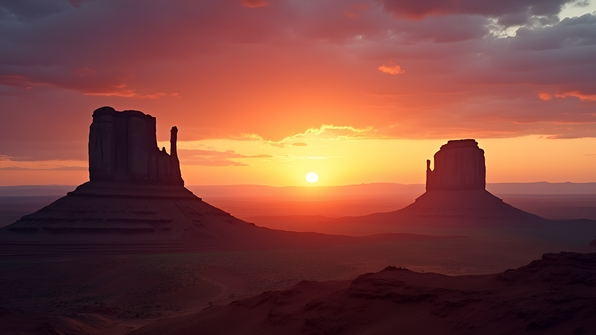 Rugged Rock Formations Silhouette At Golden Hour