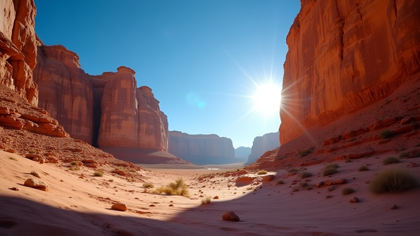 Rugged Rock Formations In Sunlit Desert